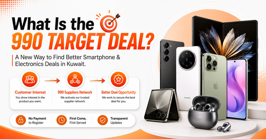 990 Target Deal by 990store Kuwait showing customer demand, 990 Suppliers Network and better smartphone and electronics deal opportunities