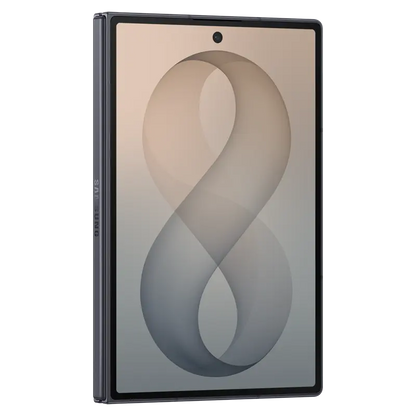 Samsung Galaxy Z Fold8 Graphite front view with vibrant cover display and slim foldable design
