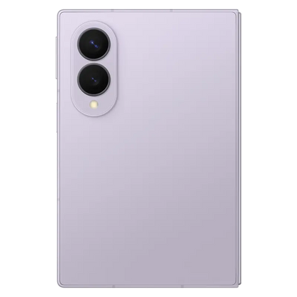 Samsung Galaxy Z Fold8 Lavender rear view featuring dual rear cameras and elegant finish