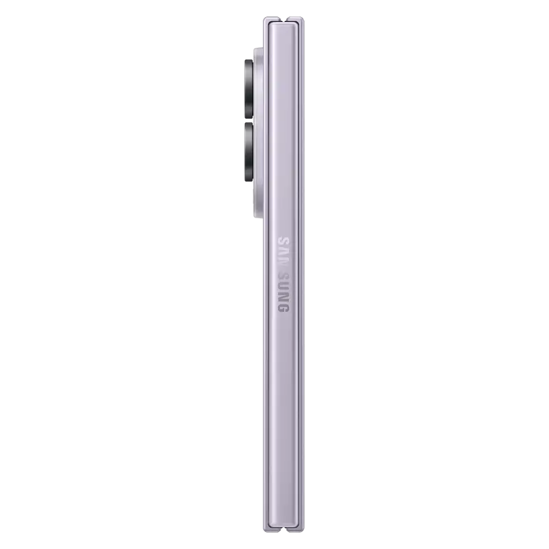 Samsung Galaxy Z Fold8 Lavender side profile showing ultra-slim hinge design