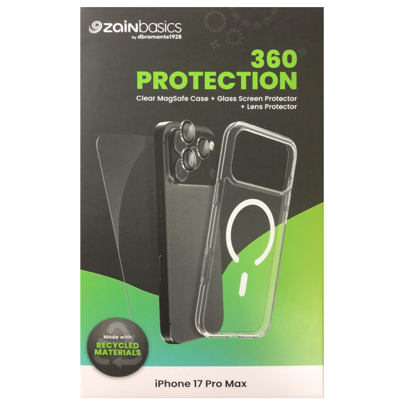 ZaiNbasics by dbramante1928 – iPhone 17 Pro Max Clear MagSafe Case + Glass Screen Protector + Lens Protector
