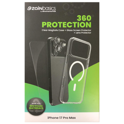 ZaiNbasics by dbramante1928 – iPhone 17 Pro Max Clear MagSafe Case + Glass Screen Protector + Lens Protector