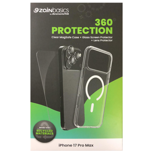 ZaiNbasics by dbramante1928 – iPhone 17 Pro Max Clear MagSafe Case + Glass Screen Protector + Lens Protector