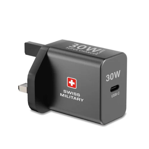 Swiss Military 30w Super Fast Charger GaN II Adapter USB - C PD Port  with Cable 1.5 meters