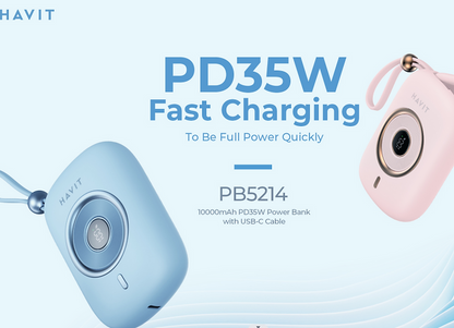 Havit Power Bank 10000mAh PD35W Fast Charge With USB-C Cable
