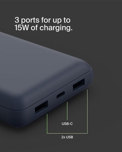 Belkin 20000 mAh BoostCharge Power Bank 20K | USB-A to USB-C cable