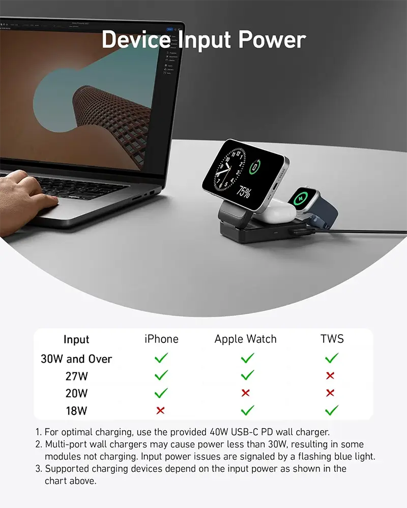 Anker 15W Pocket-Sized 3-in-1 Charger, MagGo Wireless Charging Station (Foldable 3-in-1)