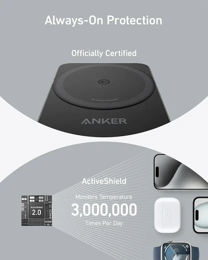 Anker 15W Pocket-Sized 3-in-1 Charger, MagGo Wireless Charging Station (Foldable 3-in-1)