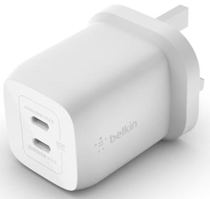 belkin BoostCharge Pro GaN Dual Wall Charger 65W For Laptops Tablets Smartphones Fast Charge PD+PPS