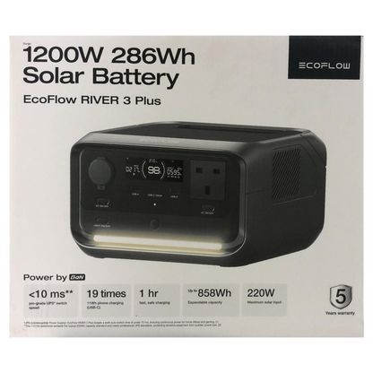 EcoFlow RIVER 3 Plus Portable Power Station 600W 286Wh Solar Battery (EF-RV-H02-1)