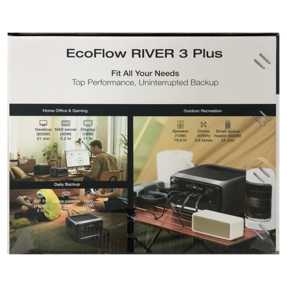 EcoFlow RIVER 3 Plus Portable Power Station 600W 286Wh Solar Battery (EF-RV-H02-1)