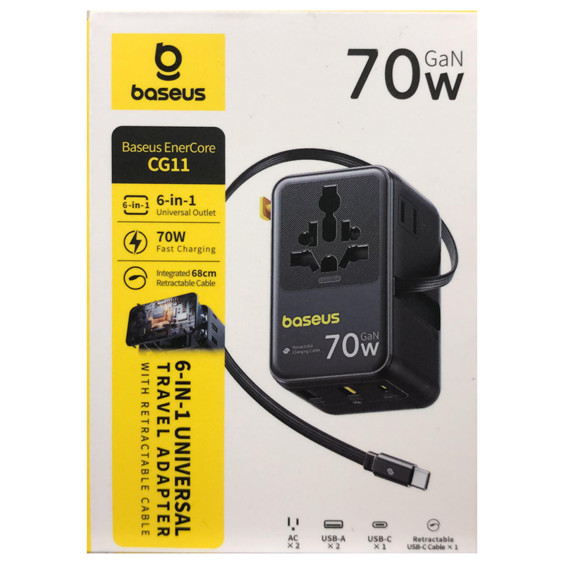 Baseus EnerCore CG11 Universal Travel Adapter 2AC+2U+2C 70W