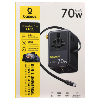 Baseus EnerCore CG11 Universal Travel Adapter 2AC+2U+2C 70W