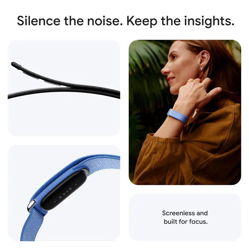 Google Fitbit Air Berry Performance Loop Band featuring screenless design, quiet notifications, and comfortable woven strap.