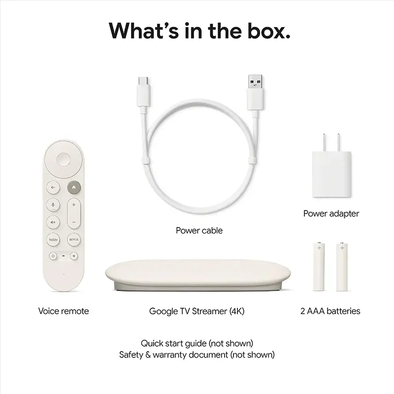 Google TV Streamer (4K) with Voice Remote – 32GB Storage, Porcelain