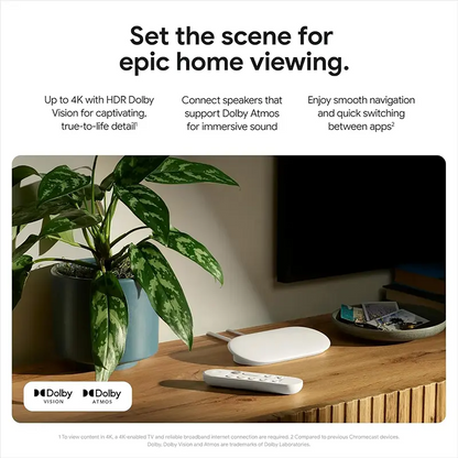 Google TV Streamer (4K) with Voice Remote – 32GB Storage, Porcelain