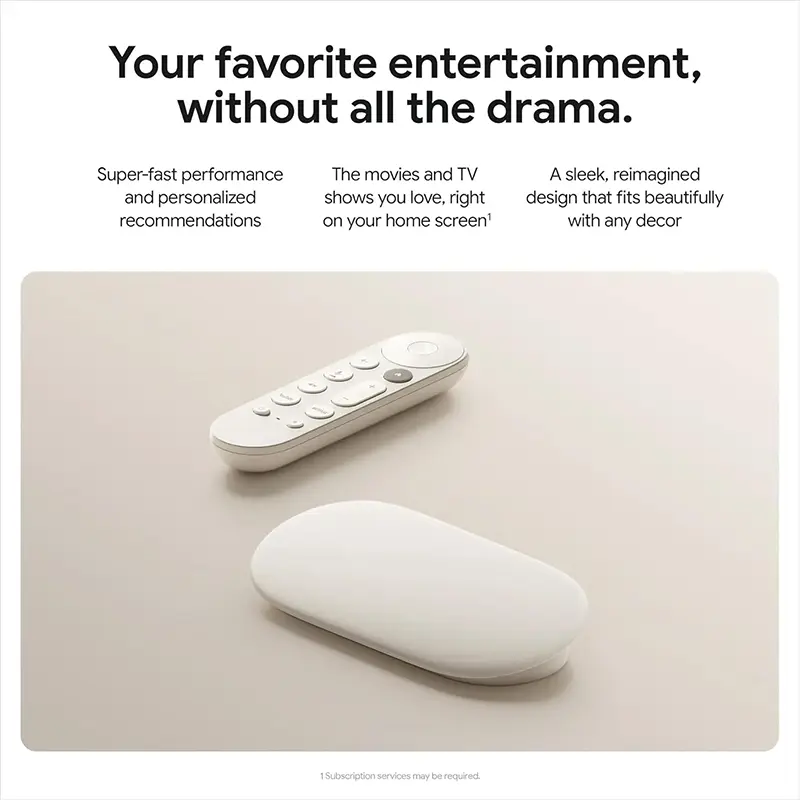 Google TV Streamer (4K) with Voice Remote – 32GB Storage, Porcelain