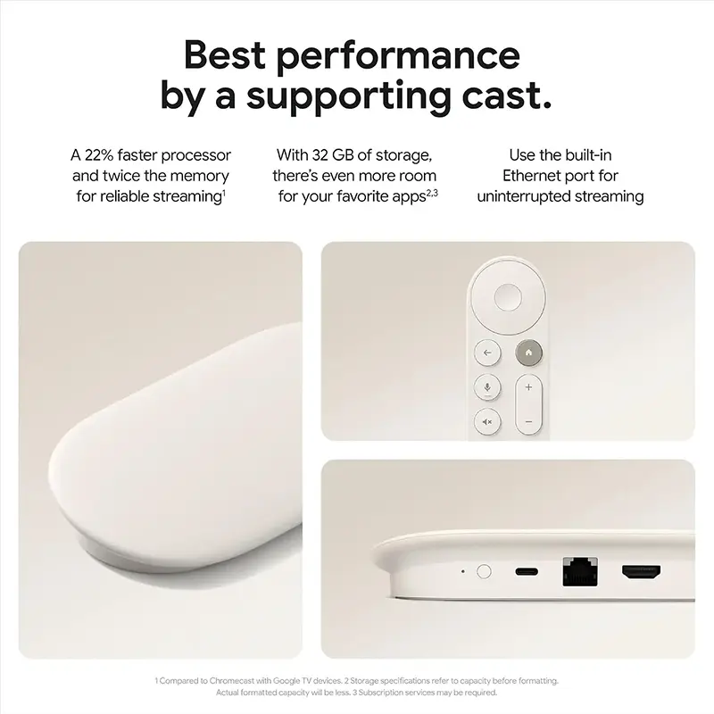 Google TV Streamer (4K) with Voice Remote – 32GB Storage, Porcelain