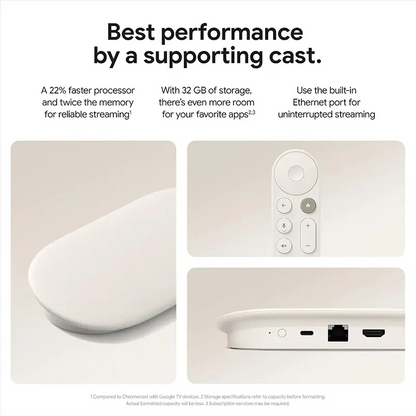 Google TV Streamer (4K) with Voice Remote – 32GB Storage, Porcelain
