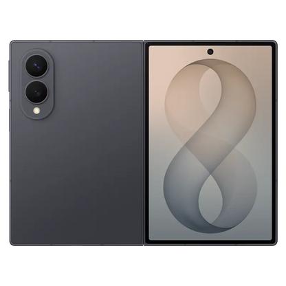 Samsung Galaxy Z Fold8 Graphite  showing front display, rear dual cameras and slim side profile.