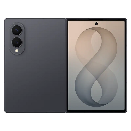 Samsung Galaxy Z Fold8 Graphite  showing front display, rear dual cameras and slim side profile.