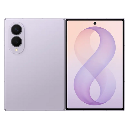 Samsung Galaxy Z Fold8 Lavender  showing front display, rear dual cameras and slim side profile.