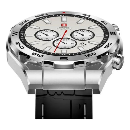 SWISS MILITARY DOM 3 Smart Watch + 2Premium Straps (Premium Black Leather and Stainless Steel)