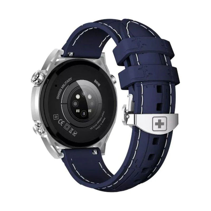 SWISS MILITARY DOM 3 Smart Watch + 2Premium Straps (Premium Black Leather and Stainless Steel)