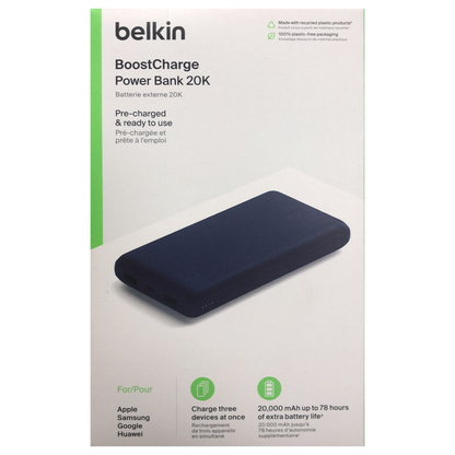 Belkin 20000 mAh BoostCharge Power Bank 20K | USB-A to USB-C cable