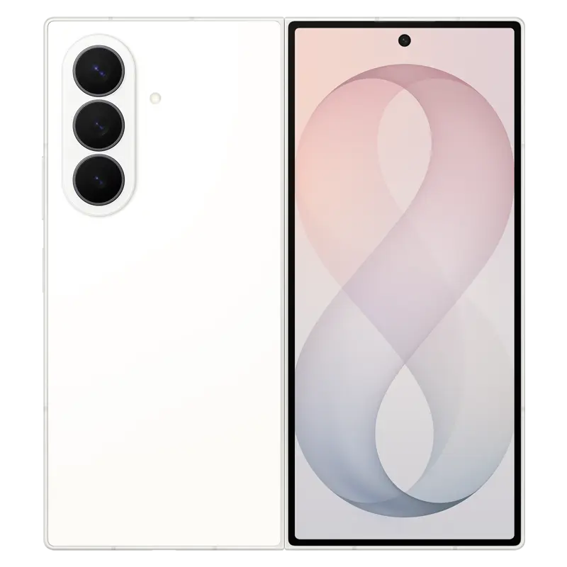Samsung Galaxy Z Fold8 Ultra Cream open view displaying front screen and rear triple camera design
