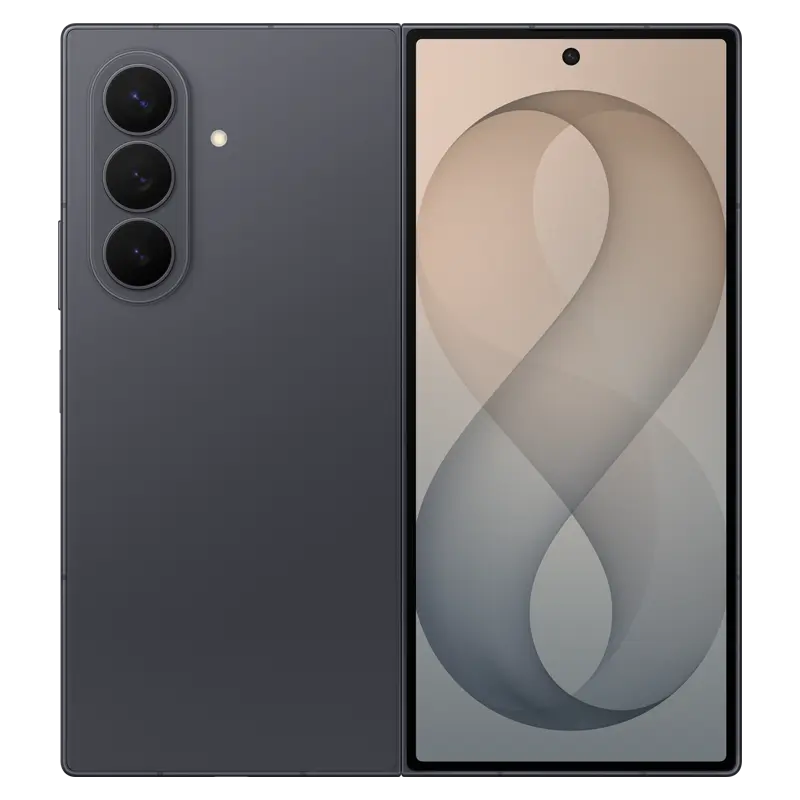 Samsung Galaxy Z Fold8 Ultra Graphite front display and rear camera design open view