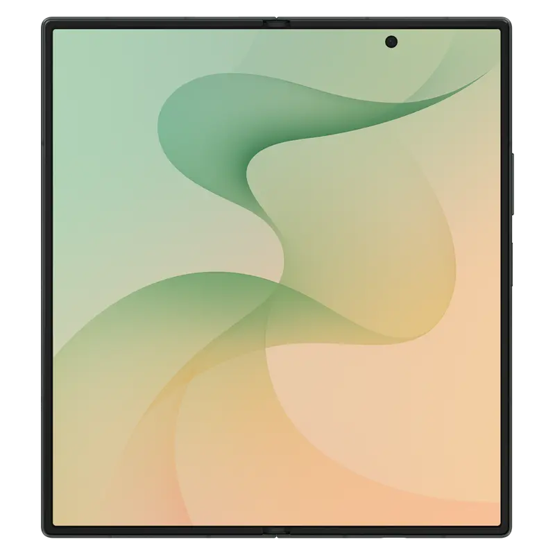 Samsung Galaxy Z Fold8 Ultra Green Shadow unfolded showing the large immersive main AMOLED display