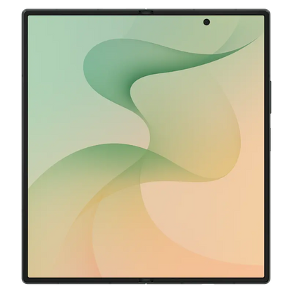 Samsung Galaxy Z Fold8 Ultra Green Shadow unfolded showing the large immersive main AMOLED display