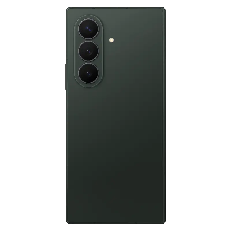 Samsung Galaxy Z Fold8 Ultra Green Shadow rear view with premium matte finish and triple rear cameras
