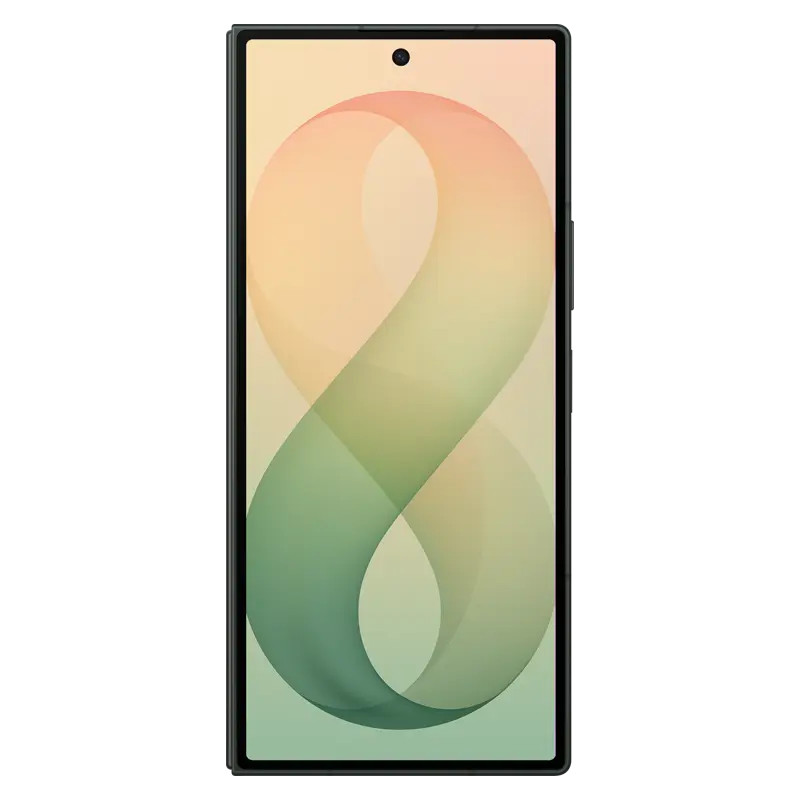Samsung Galaxy Z Fold8 Ultra Green Shadow front view with cover display turned on