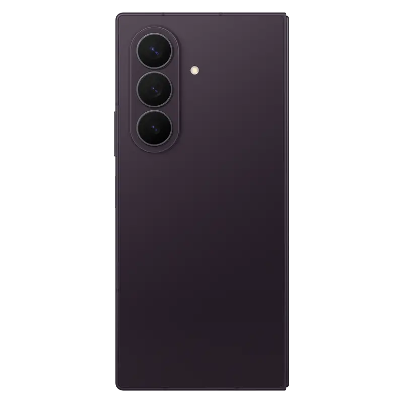 Rear view of Samsung Galaxy Z Fold8 Ultra Violet Shadow featuring the triple rear cameras and premium matte finish.