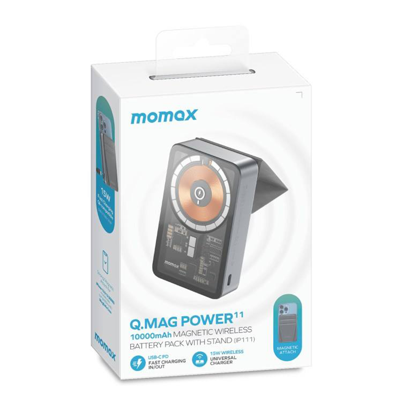 Momax Q.Mag Power 11 10000mAh Magnetic Wireless Battery Pack with Stand