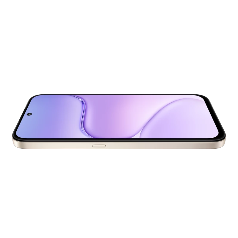 HONOR X7e Plus 5G Desert Gold horizontal profile and display view