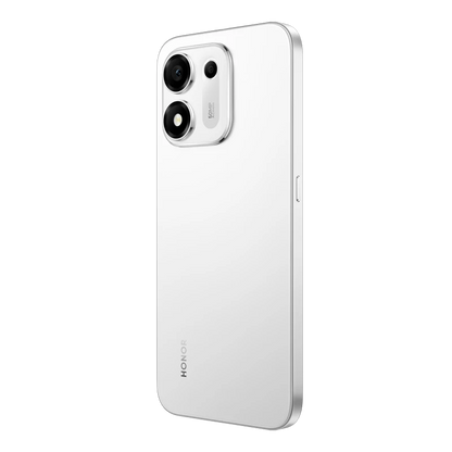 HONOR X7e Plus 5G Meteor Silver angled rear view with camera