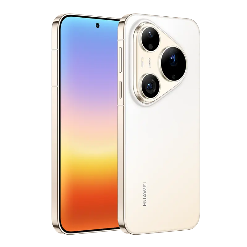 HUAWEI Pura 90s Pro Max 5G+ Blush Gold front and rear angled view with immersive display.
