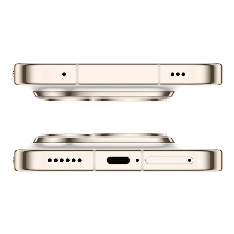 HUAWEI Pura 90s Pro Max 5G+ Orange Ocean top and bottom hardware view with USB Type-C port.

