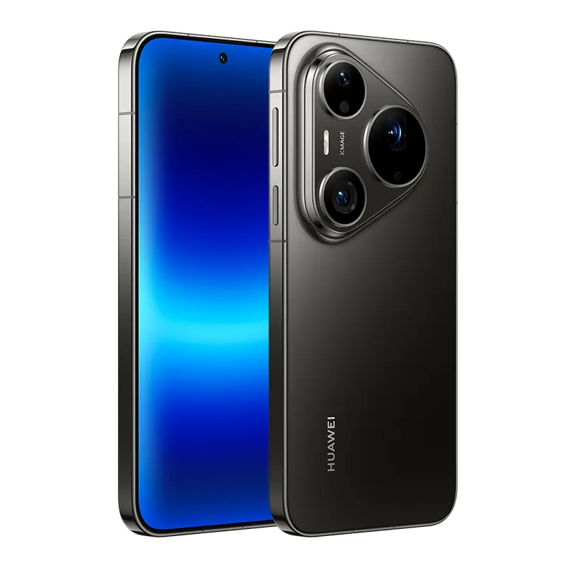 HUAWEI Pura 90s Pro Max 5G+ Graphite Black front and rear angled view featuring XMAGE triple camera system.
