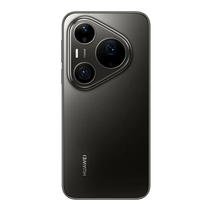 Rear view of HUAWEI Pura 90s Pro Max 5G+ Graphite Black highlighting XMAGE triple rear cameras.
