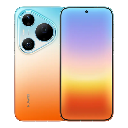 HUAWEI Pura 90s Pro Max 5G+ Orange Ocean front display with rear premium gradient finish.
