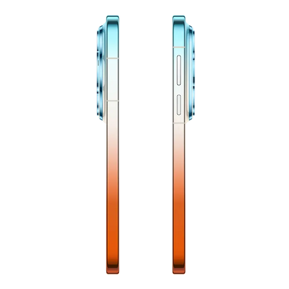 Side profile of HUAWEI Pura 90s Pro Max 5G+ Orange Ocean showing premium flat frame.
