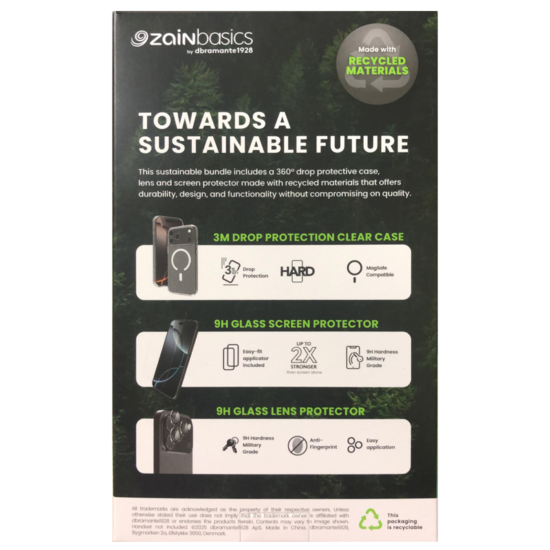 ZaiNbasics by dbramante1928 – iPhone 17 Pro Max Clear MagSafe Case + Glass Screen Protector + Lens Protector